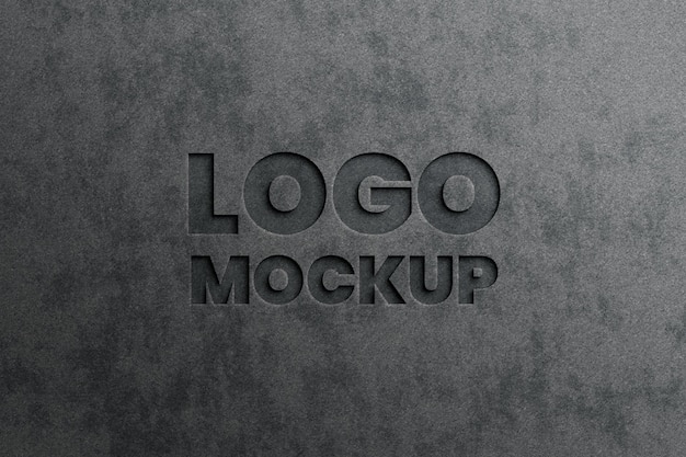 realistic logo mockup on black texture