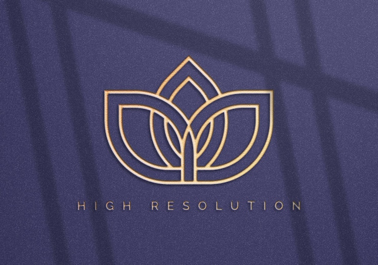 PSD realistic logo mockup on blue wall design