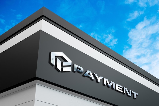 PSD realistic logo mockup on building