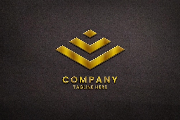 Realistic logo mockup luxury gold on Wall