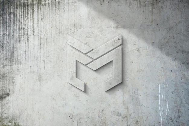 Realistic logo mockup on wall with 3d effect