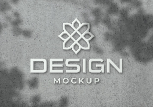 PSD logo realistico mockup sul muro con sovrapposizione di ombre