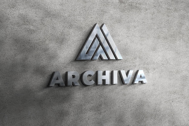 Realistic logo mockup on white grunge wall textured