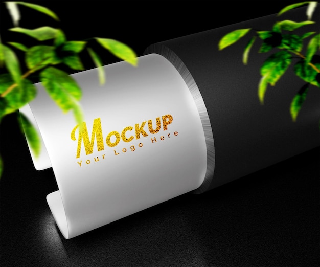 PSD realistic logo mockup on wrapping paper