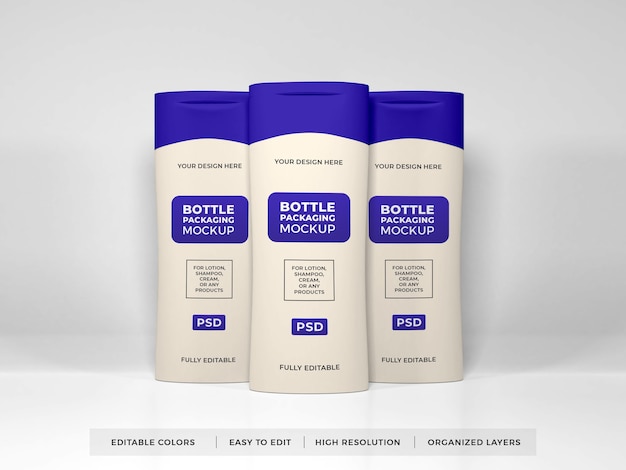 Crema per lozione realistica e bottiglia di shampoo mockup