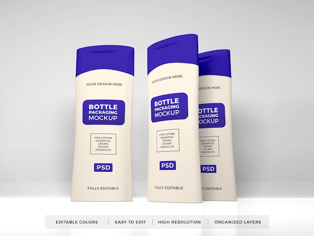 Crema per lozione realistica e bottiglia di shampoo mockup