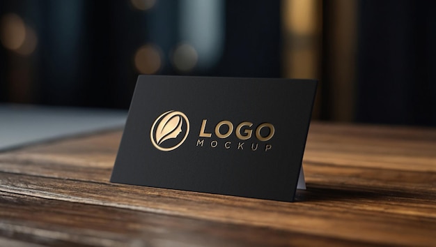 PSD realistic luxury business card letterpress gold foil logo mockup