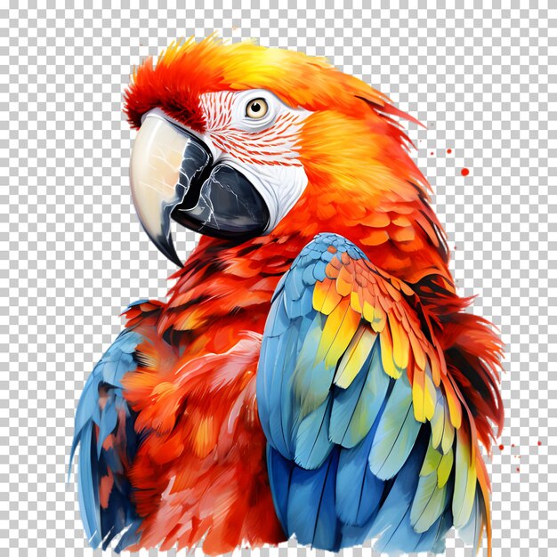 PSD realistic macaw parrot isolated on transparent background