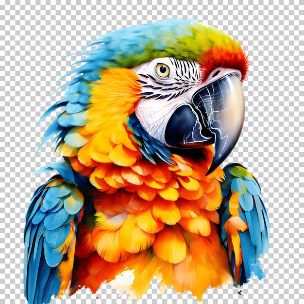 Realistic macaw parrot isolated on transparent background