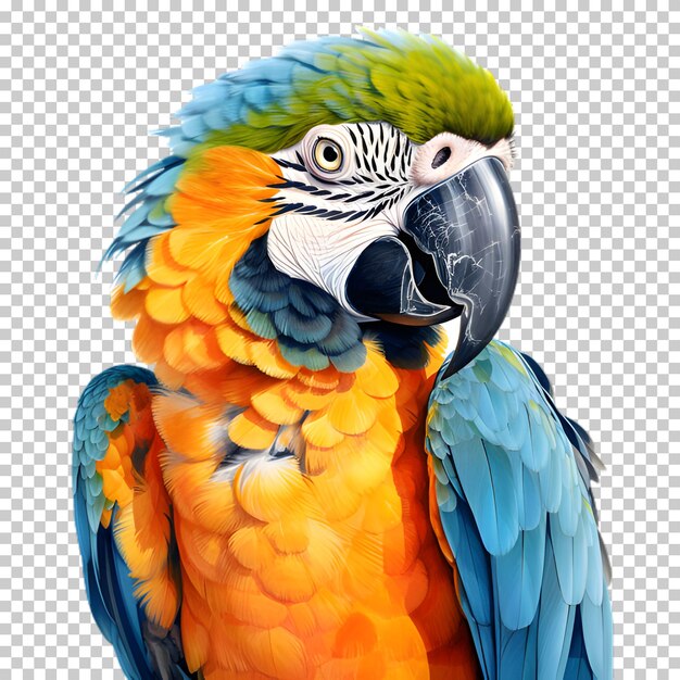 PSD pappagallo ara realistico isolato su uno sfondo trasparente
