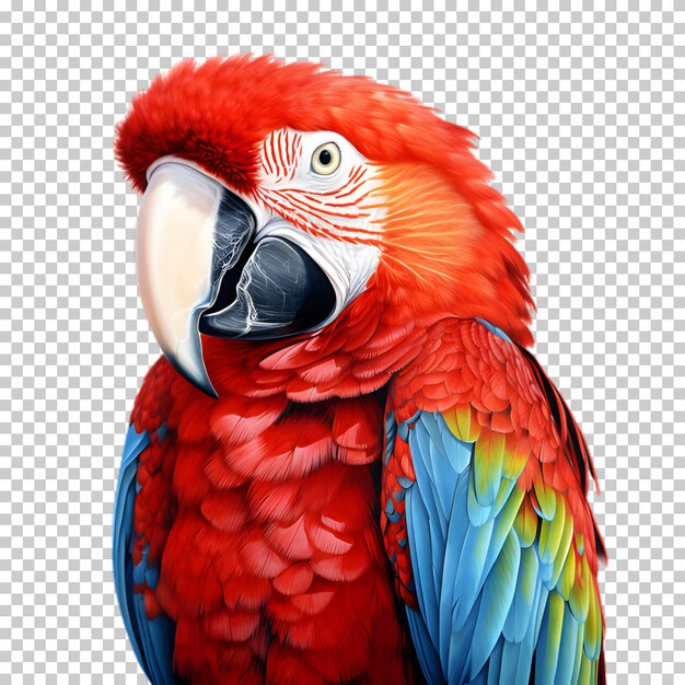 PSD realistic macaw parrot isolated on transparent background