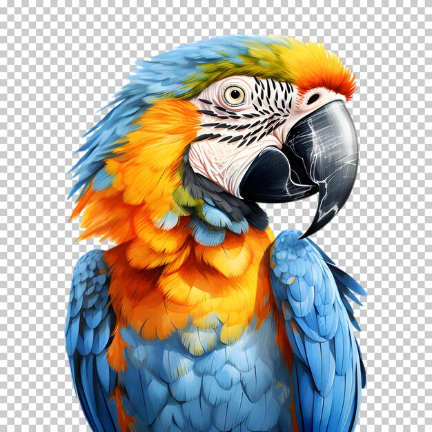 PSD realistic macaw parrot isolated on transparent background