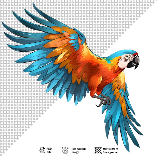 PSD pappagallo ara realistico isolato su uno sfondo trasparente