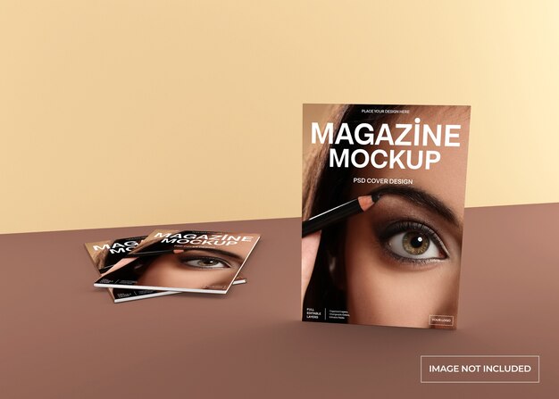 Realistic magazine cover mockup isolated