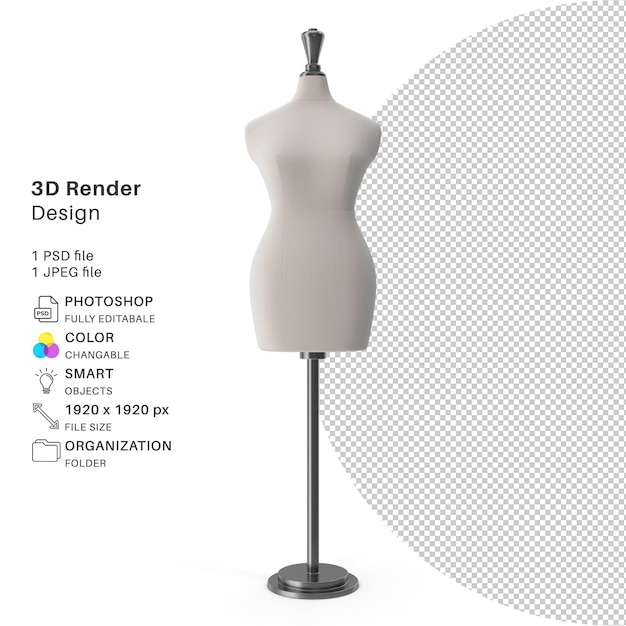 PSD realistic mannequin for clothes 3d modeling psd file