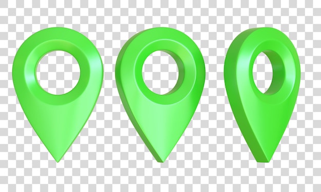realistic map pointer isolated on white background green map marker icon 3d render illustration