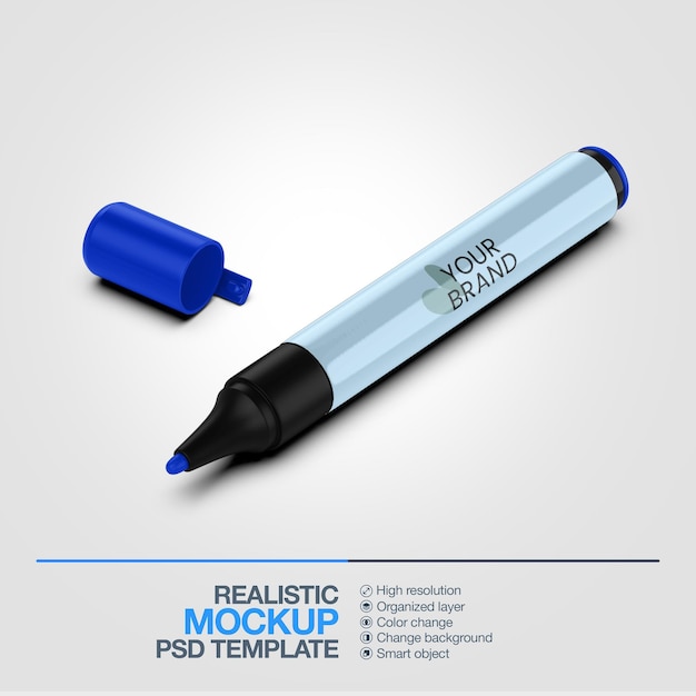 Realistic Marker Pen Mockup PSD Template
