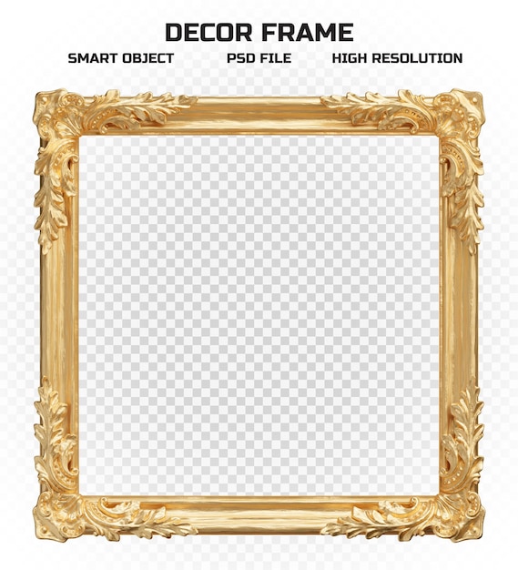 PSD 写真の装飾のための高解像度でリアルなマット ゴールデン枠
