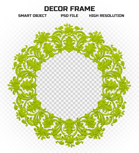 PSD realistic matte green border frame in high resolution for picture decoration