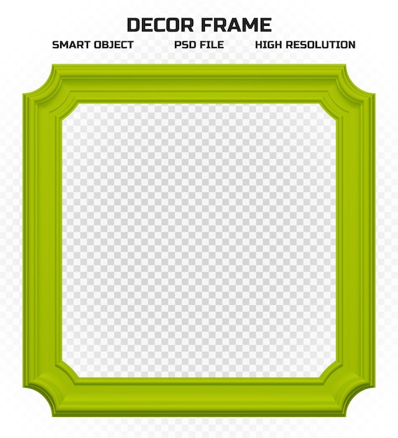 Realistic matte green border frame in high resolution for picture decoration