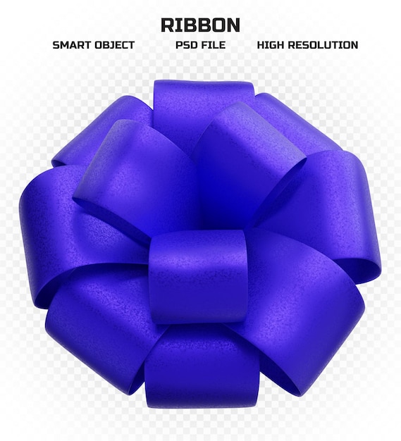 Realistic matte indigo ribbon in high resolution for decoration