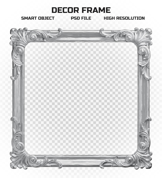 Realistic matte silver border frame in high resolution for picture decoration