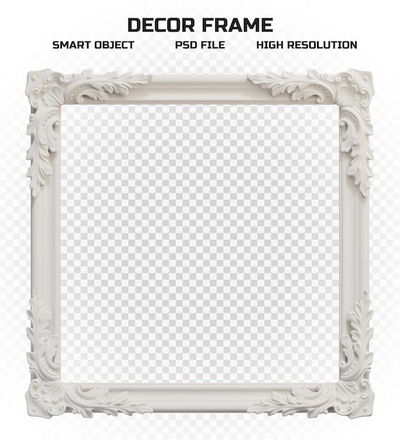 PSD realistic matte white border frame in high resolution for picture decoration