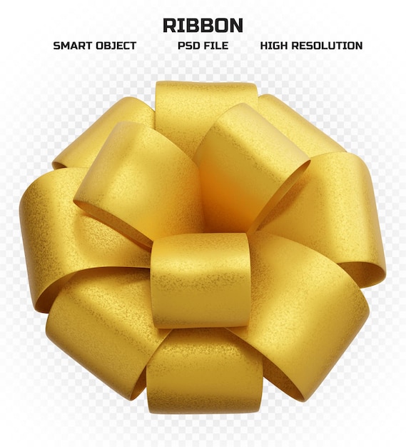 Realistic matte yellow ribbon in high resolution for decoration