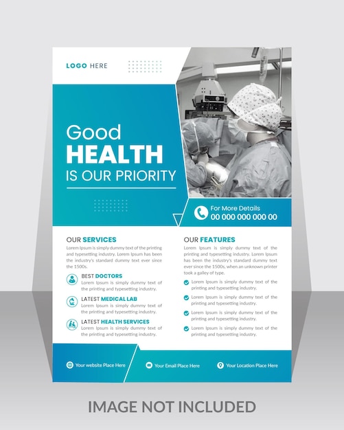 Realistic medical flyer poster template