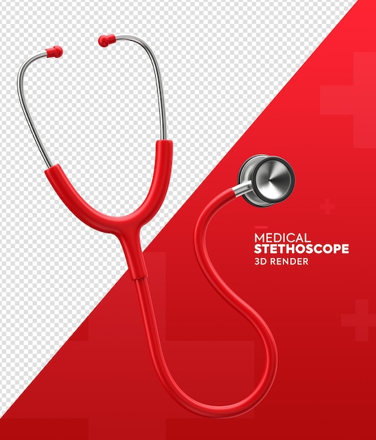 PSD rendering 3d di stetoscopio medico realistico