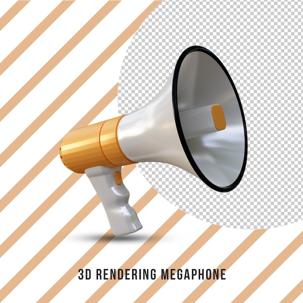 Realistic megaphone 3d rendering isolated