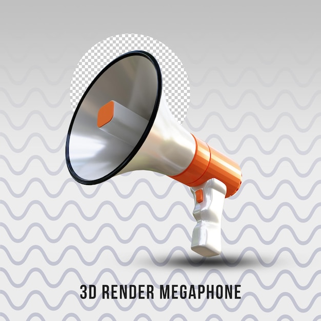 Realistic megaphone 3d rendering isolated