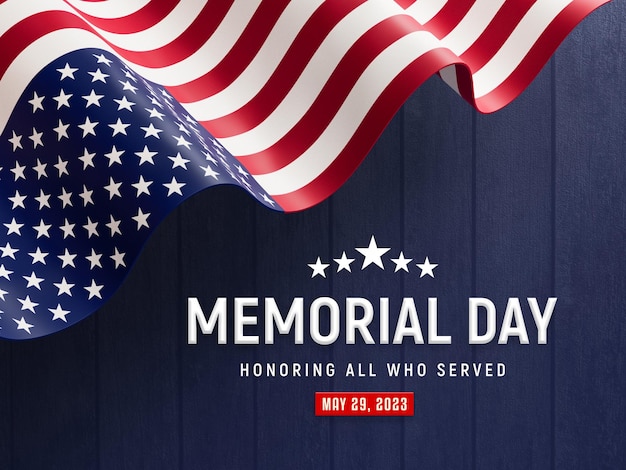 Modello realistico di banner per social media del memorial day 3d