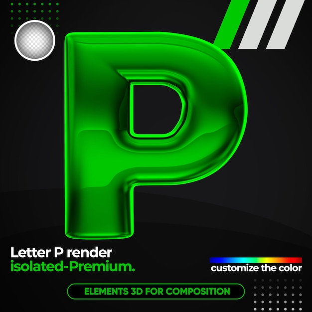 PSD realistic metallic letter alphabet in 3d rendering