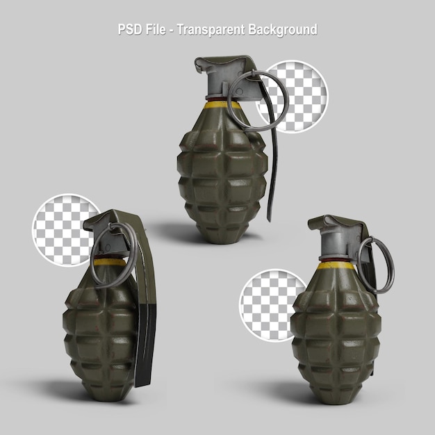 PSD realistic military grenade or bomb