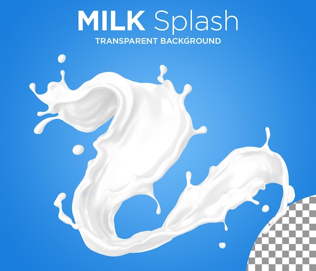 PSD realistic milk splash on blue background