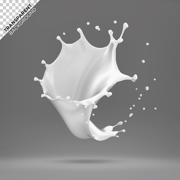 PSD splash di latte realistico sullo sfondo trasparente