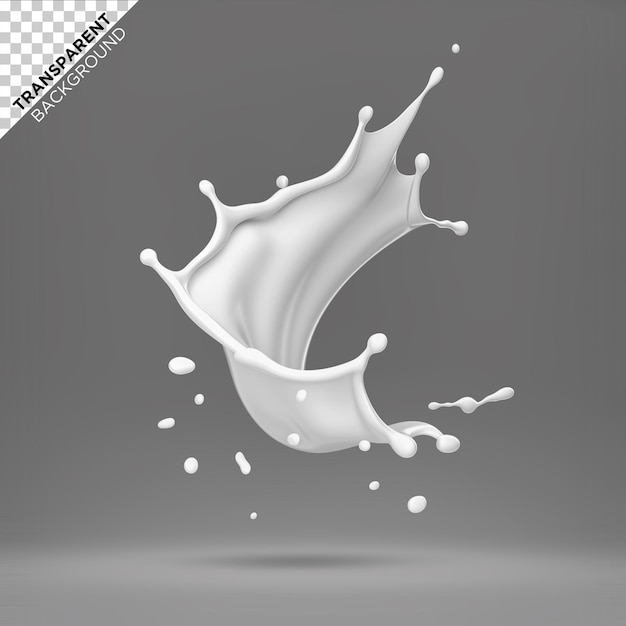 PSD realistic milk splash in transparent background