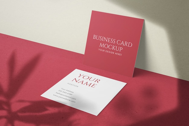 Realistic minimal modern square size business card mockup psd templates