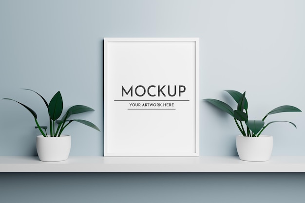 Realistic Minimal Vertical 3D Blank Photo Frame Mockup Desk Blank Picture Frame Premium Psd