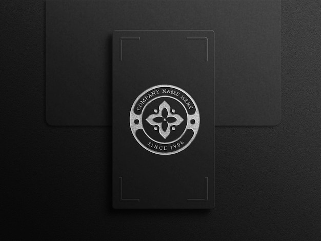 Realistic minimalist logo mockup on black card