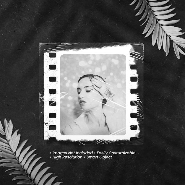 realistic and minimalist moodboard polaroid photo paper frame mockup with shadow overlay