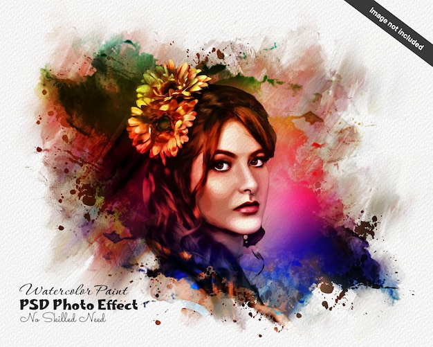 Realistic mixed media painting photoshop photo effect