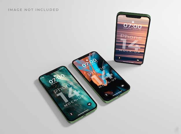 Realistic mobile phone mockup design green color