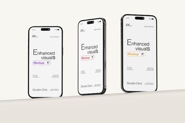 プレゼンテーションのための現実的な携帯電話モックアップデザイン