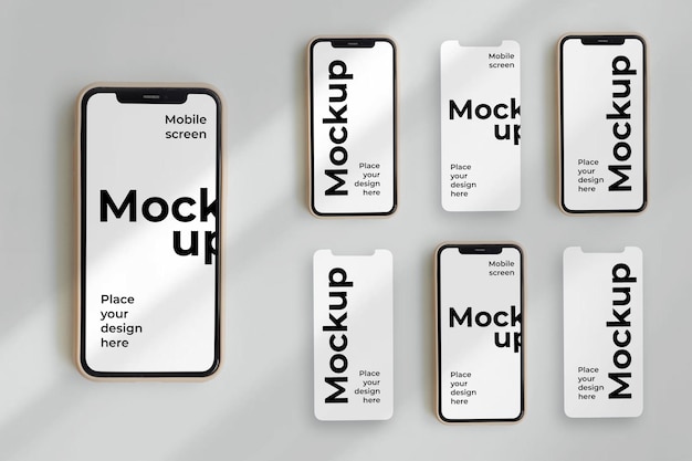 Realistic mobile phone screen mockup