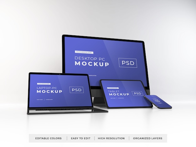 PSD mockup realistico di più dispositivi