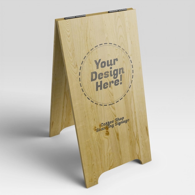 PSD realistic mockup of tall urban cafe bistro stand signboard