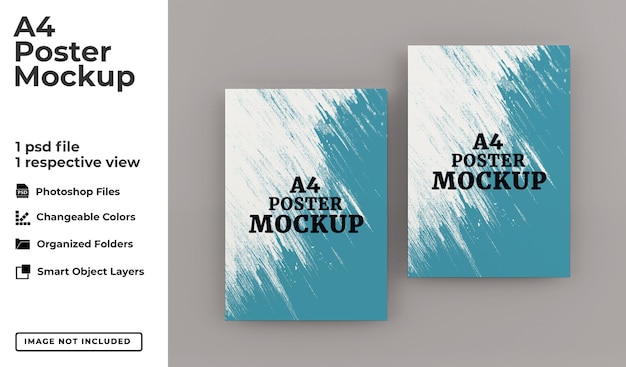 PSD realistic modern a4 poster mockup template