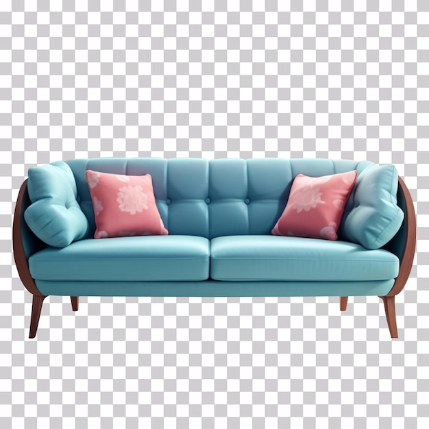 PSD realistic modern sofa isolated on transparent background